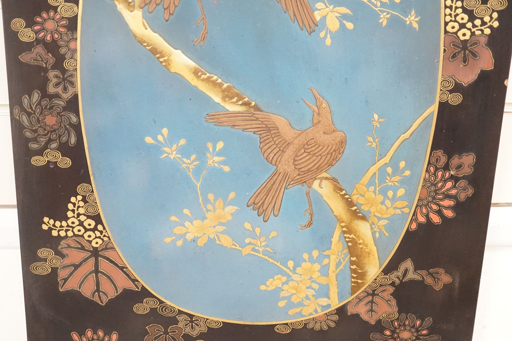 A pair of Japanese lacquer panels, 45.5 x 63.5cm